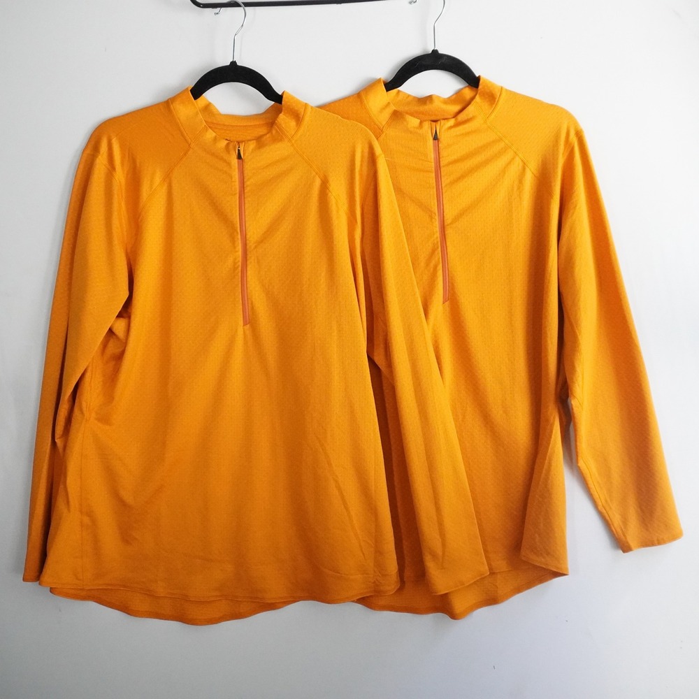 REI Co-op Women 1XL Long‎ Sleeve Pullover LOT 2 Quarter Zip Athletic Top Orange